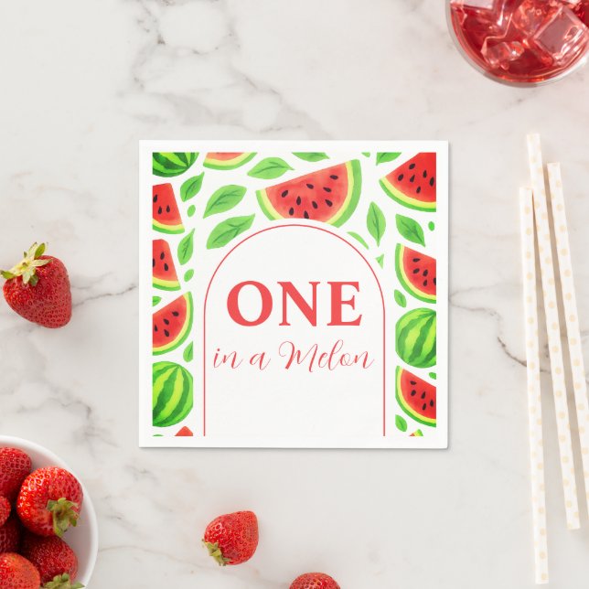 One In A Melon Watermelon Birthday Party Serviette (Beispiel)