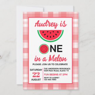 One In a Melon Watermelon Geburtstag Einladung