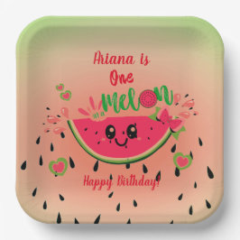 One In a Melon Watermelon Girl's First Birthday Pappteller