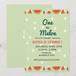 One in a Watermelon! 1st Birthday Party Einladung