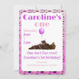 One isn’t fur-ever 1st Birthday Invitation Einladung