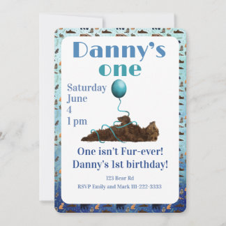 One isn’t fur-ever 1st Birthday Invitation Einladung