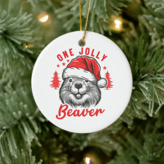 One Jolly Beaver Keramik Ornament