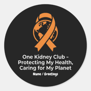One Kidney Club Gesundheitsvertretung & Planetbewu Runder Aufkleber