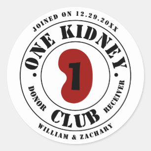 One Kidney Club Spender Empfänger Namen Datum Runder Aufkleber