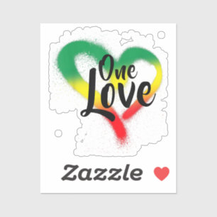 One Liebe One Heart Reggae Vibes Aufkleber