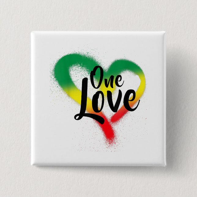 One Liebe One Heart Reggae Vibes Button (Vorderseite)