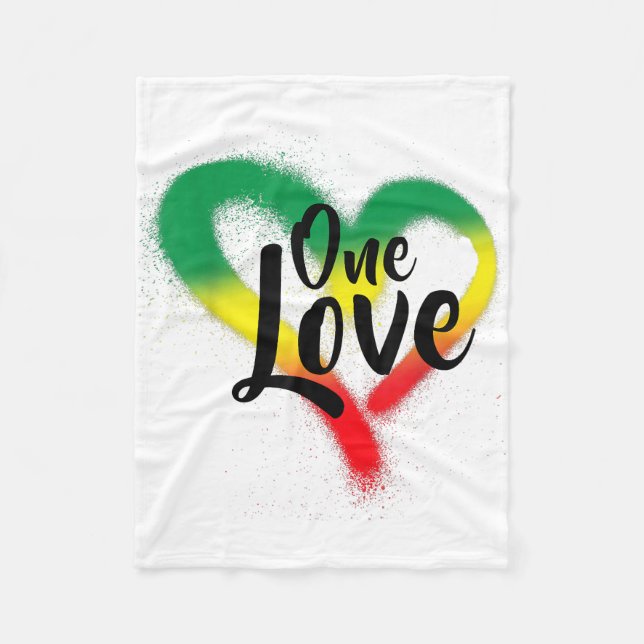 One Liebe One Heart Reggae Vibes Fleecedecke (Vorderseite)