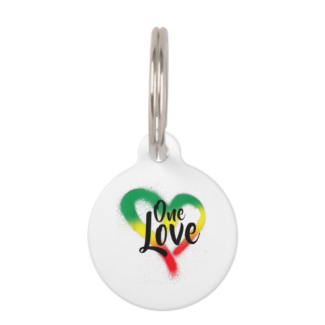 One Liebe One Heart Reggae Vibes Haustiermarke (Vorderseite)