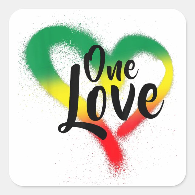One Liebe One Heart Reggae Vibes Quadratischer Aufkleber (Vorderseite)