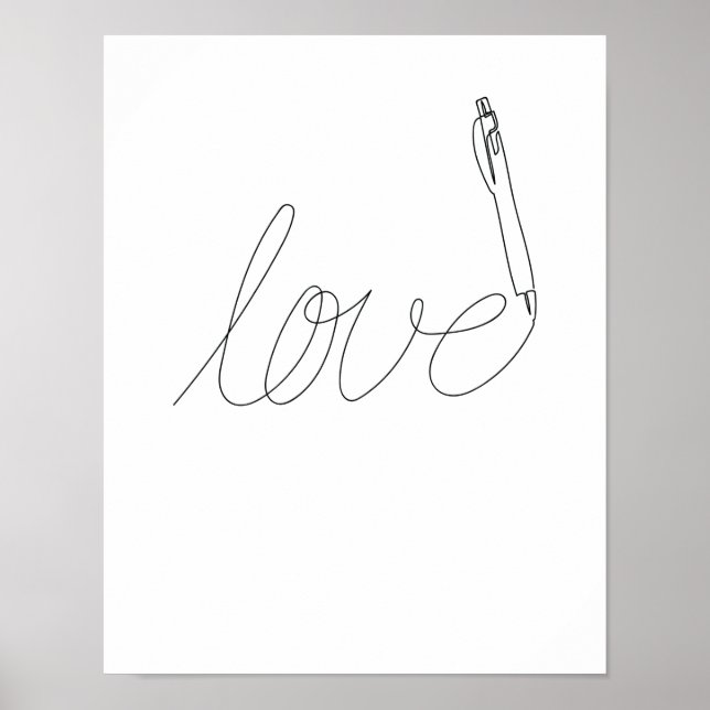 One Line Art Love gezeichnet mit Stift Poster (Vorne)