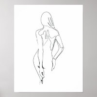 One Line Drawing nackte Frau Rücken Single Art
