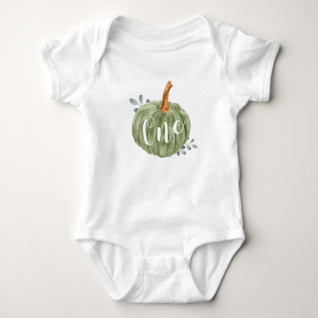 One Little Pumpkin 1st Birthday Boy Baby Bodysuit Strampler (Vorderseite)