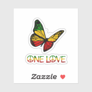 One Love Butterfly Rasta Reggae Peace Aufkleber