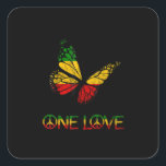 One Love Butterfly Rasta Reggae Peace Quadratischer Aufkleber<br><div class="desc">One Love Butterfly Rasta Reggae Peace</div>