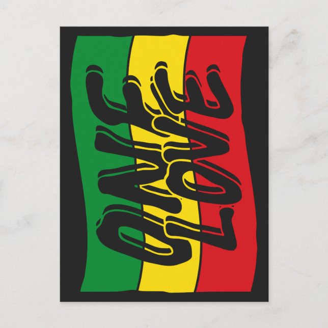 One Love Drapeau Reggae Rasta Postkarte (Vorderseite)