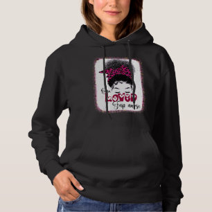 One Love Fnp Nurse Messy Bun Leopard Liebe Mama Hoodie