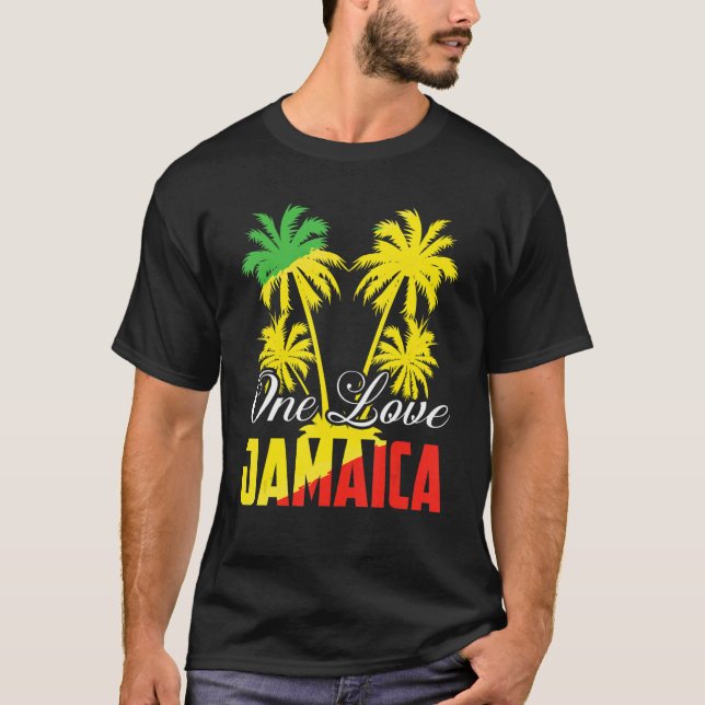 One Love Jamaica  Rasta Reggae Music Caribbean Pri T-Shirt (Vorderseite)