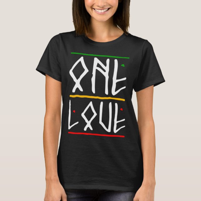 One Love Rasta Colors Reggae T-Shirt (Vorderseite)