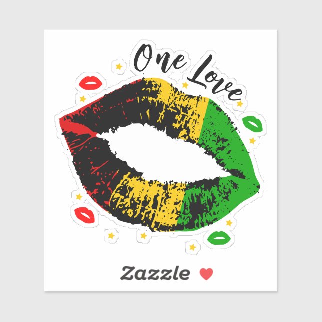 One Love Rasta Lippenstift-Kuss Aufkleber (Blatt)