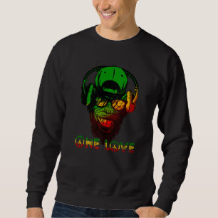 One Love Rasta Reggae Affe Hippie Rastafari geh Sweatshirt
