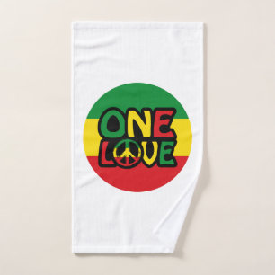 One Love, Reggae design avec des couleurs reggae