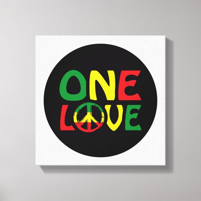 One Love, Reggae design Leinwanddruck (Vorderseite)