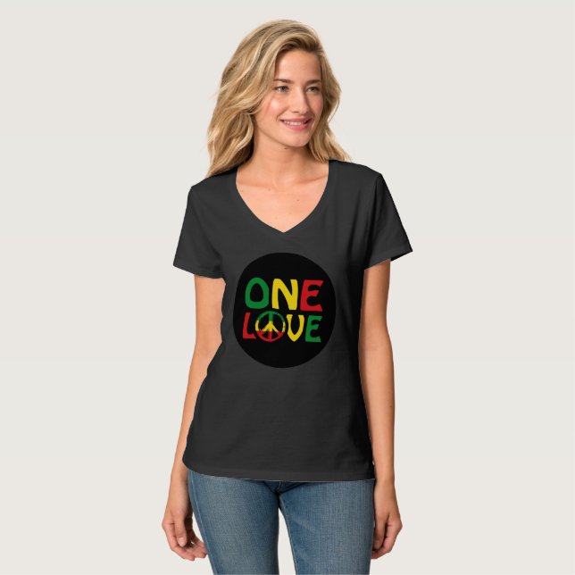One Love, Reggae design T-Shirt (Vorderseite Vollansicht)