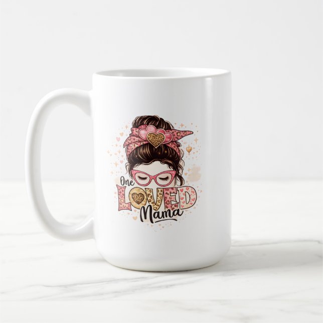 One Loved Mama Cute Leopard Heart Mom Quote Kaffeetasse (Links)