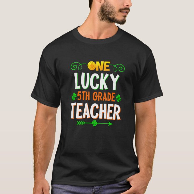 One Lucky 5th Grade Teacher Leopard St Patricku201 T-Shirt (Vorderseite)