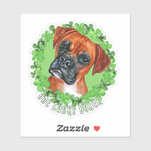 One Lucky Boxer Funny St Patrick Dog Aufkleber (Blatt)