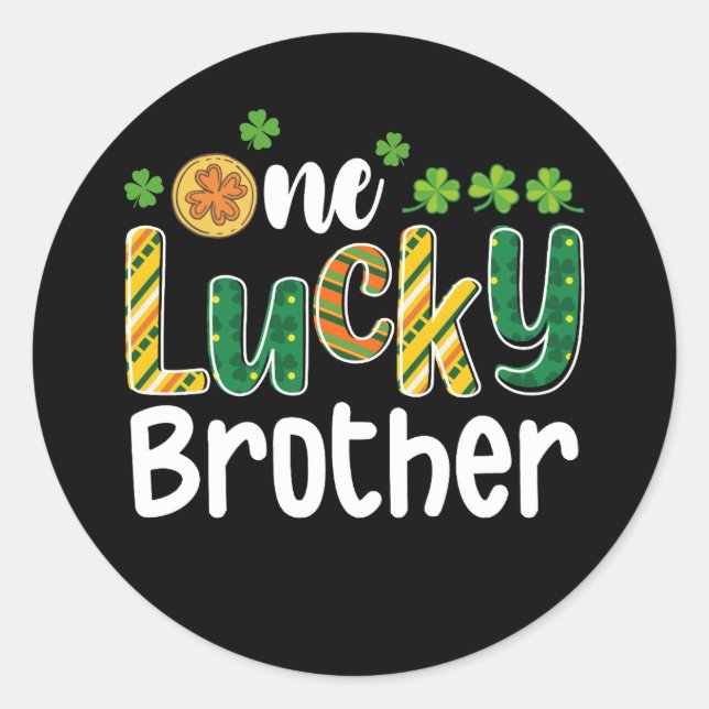 One Lucky Brother Matching Family St Patrick's Day Runder Aufkleber (Vorderseite)