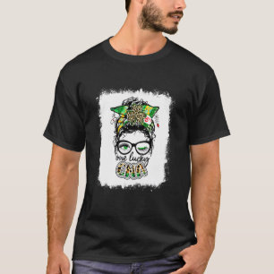 One Lucky Cna One Lucky Nurse Messy Bun Kleeblatt  T-Shirt