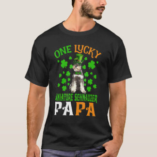 One Lucky Dog Papa Miniatur Schnauzer Vater St Pat T-Shirt