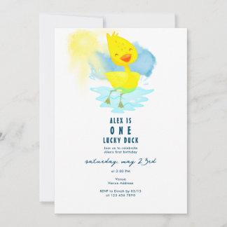 ONE Lucky Duck 1. Geburtstag Party Niedlich Wasser Einladung