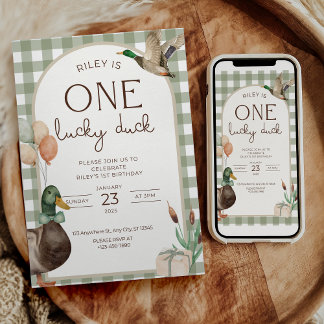 One Lucky Duck Birthday Invitation Boys First