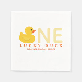 One Lucky Duck Birthday Napkins | Yellow Rubber Du Serviette