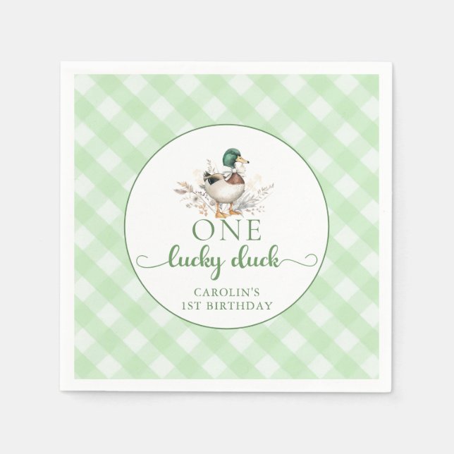 One Lucky Duck Boy 1. Geburtstag Napkins Serviette (Vorderseite)