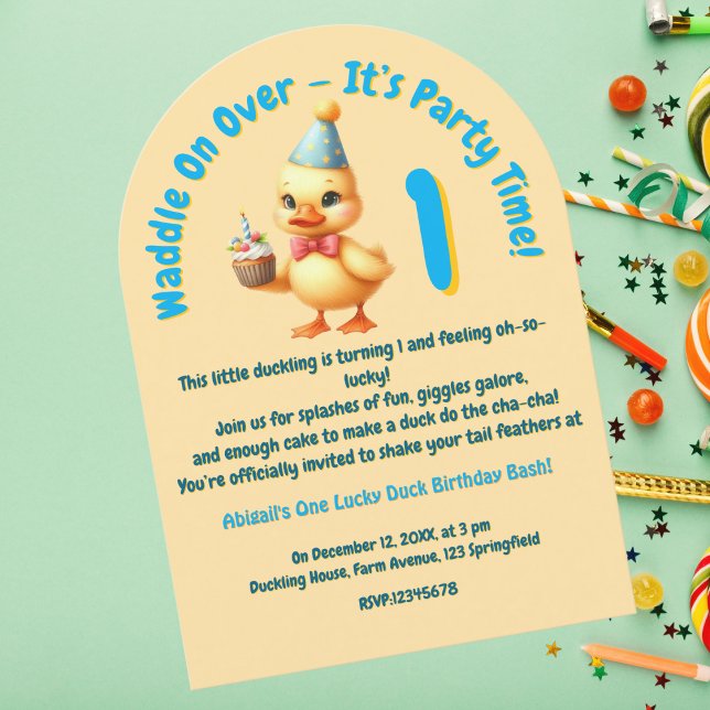 One Lucky Duck Foto Girly Kindergeburtstag Einladung (Von Creator hochgeladen)