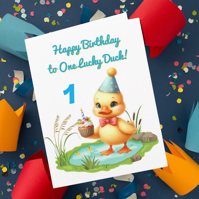 One Lucky Duck Foto Girly Kindergeburtstag Gruß Karte (Von Creator hochgeladen)