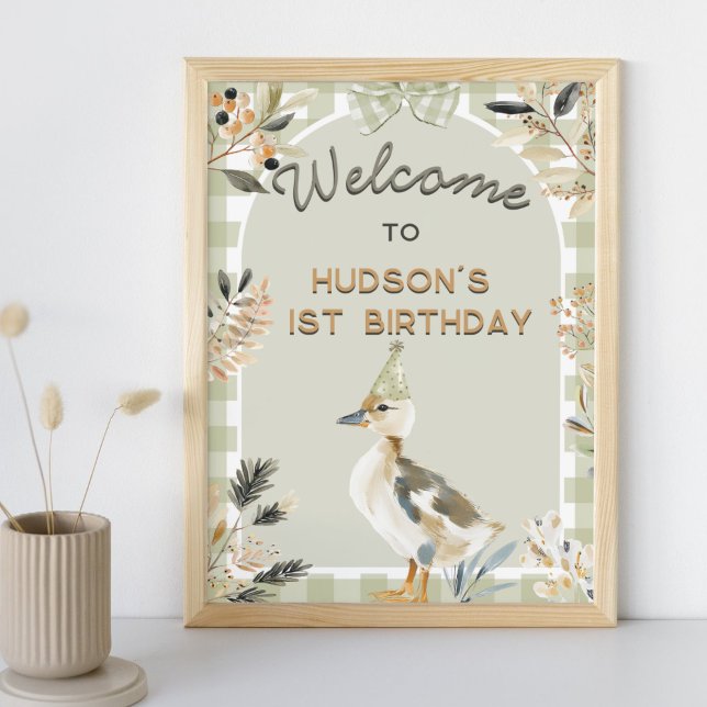 One Lucky Duck Niedlich Duckling Gingham 1. Geburt Poster (Von Creator hochgeladen)