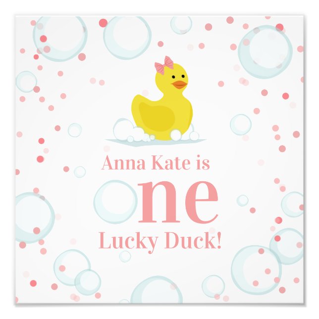 One Lucky Duck Pink Birthday Party Fotodruck (Vorne)