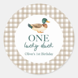 One Lucky Duck zum ersten Geburtstag Runder Aufkleber