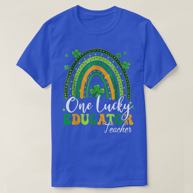 One Lucky Educator Lehrer Rainbow Kleeblatt Patric T-Shirt (Design vorne)