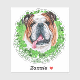One Lucky English Bulldog Funny St Patrick Dog Aufkleber