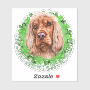 One Lucky English Cocker Spaniel St. Patrick Dog Aufkleber