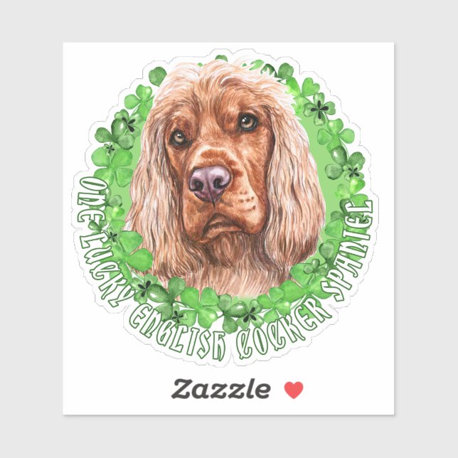 One Lucky English Cocker Spaniel St. Patrick Dog Aufkleber (Blatt)