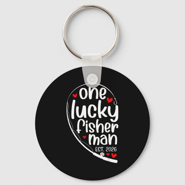 One Lucky Fisher Man 2026 Heart Valentine Matching Schlüsselanhänger (Vorderseite)