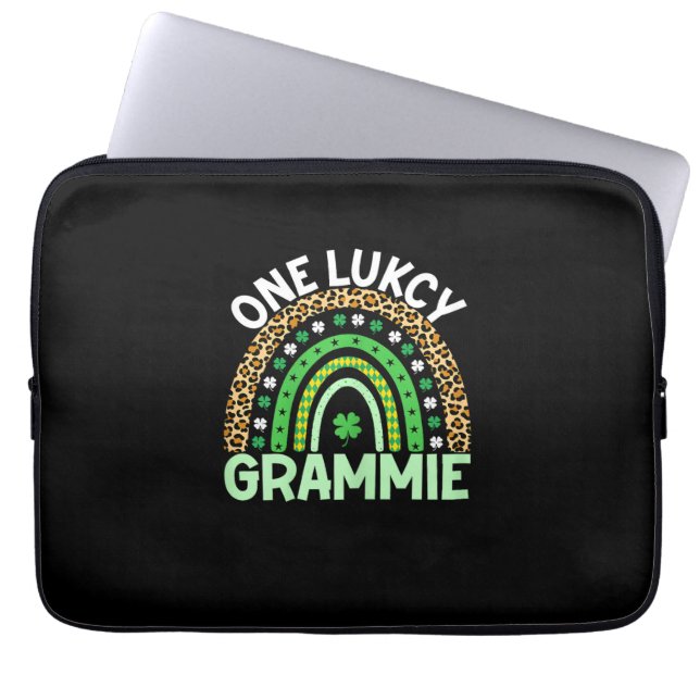 One Lucky Grammie Leopard Rainbow Saint Patrick Laptopschutzhülle (Vorderseite)