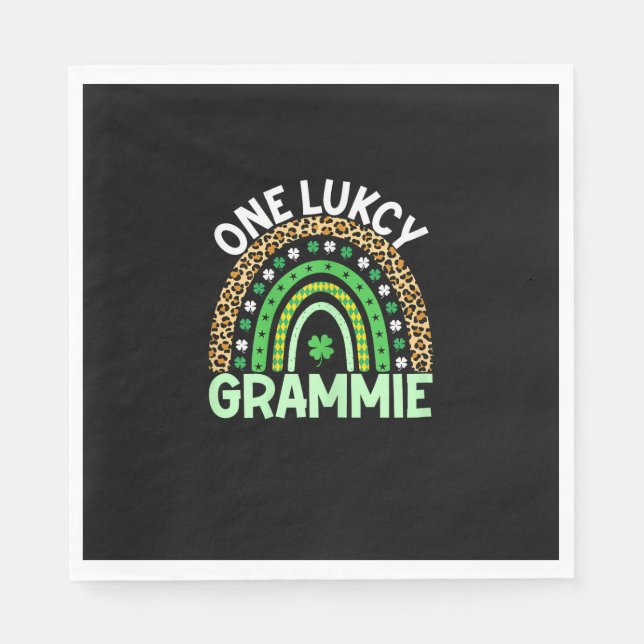 One Lucky Grammie Leopard Rainbow Saint Patrick Serviette (Vorderseite)